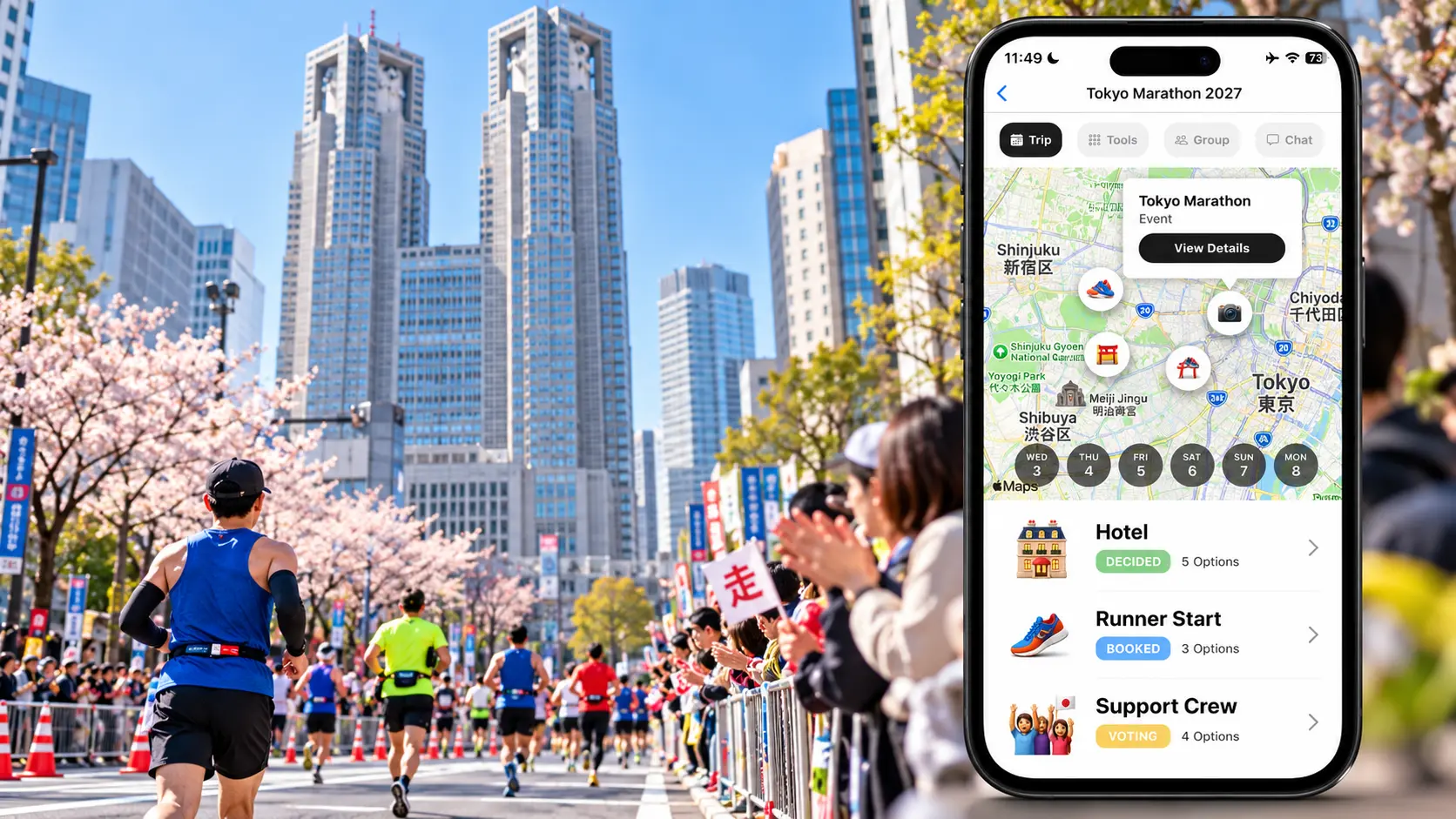 FlowTrip Tokyo Marathon trip plan near Shinjuku