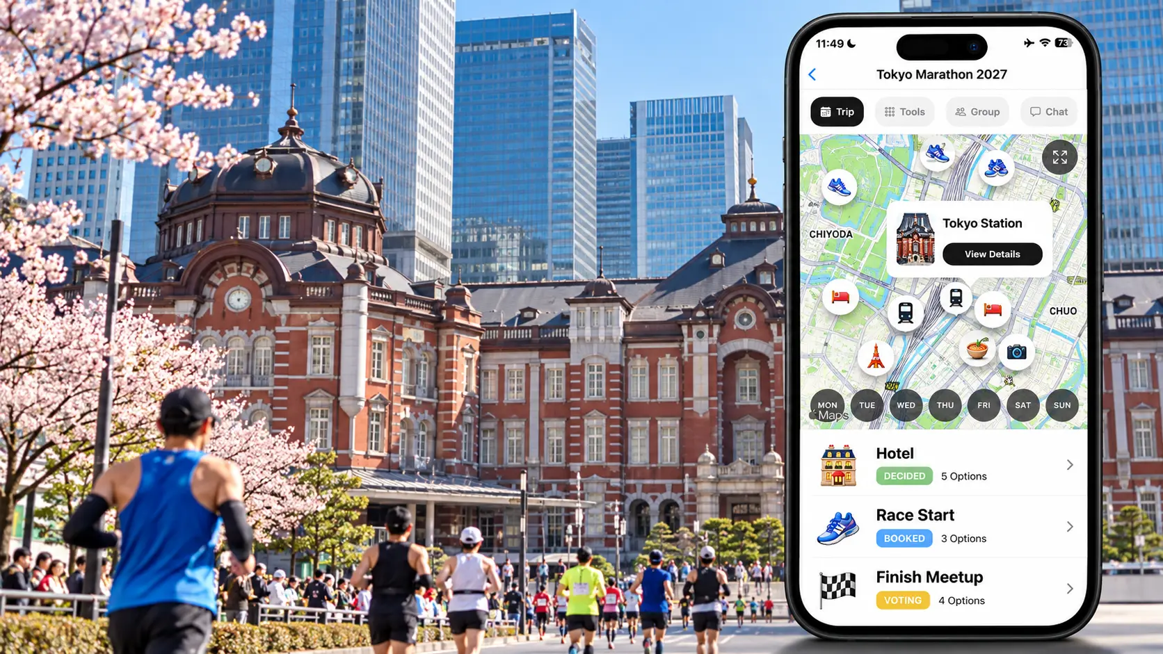 FlowTrip Tokyo Marathon hotel plan with Tokyo Station